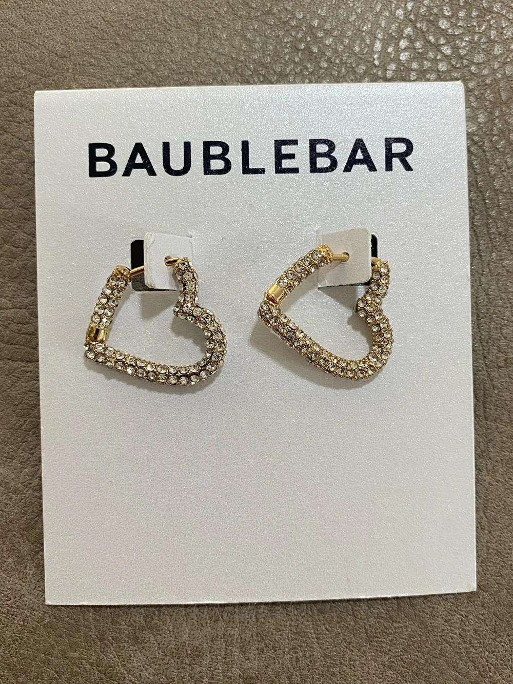 BaubleBar Velma Pavé Heart Huggie Earrings NWT